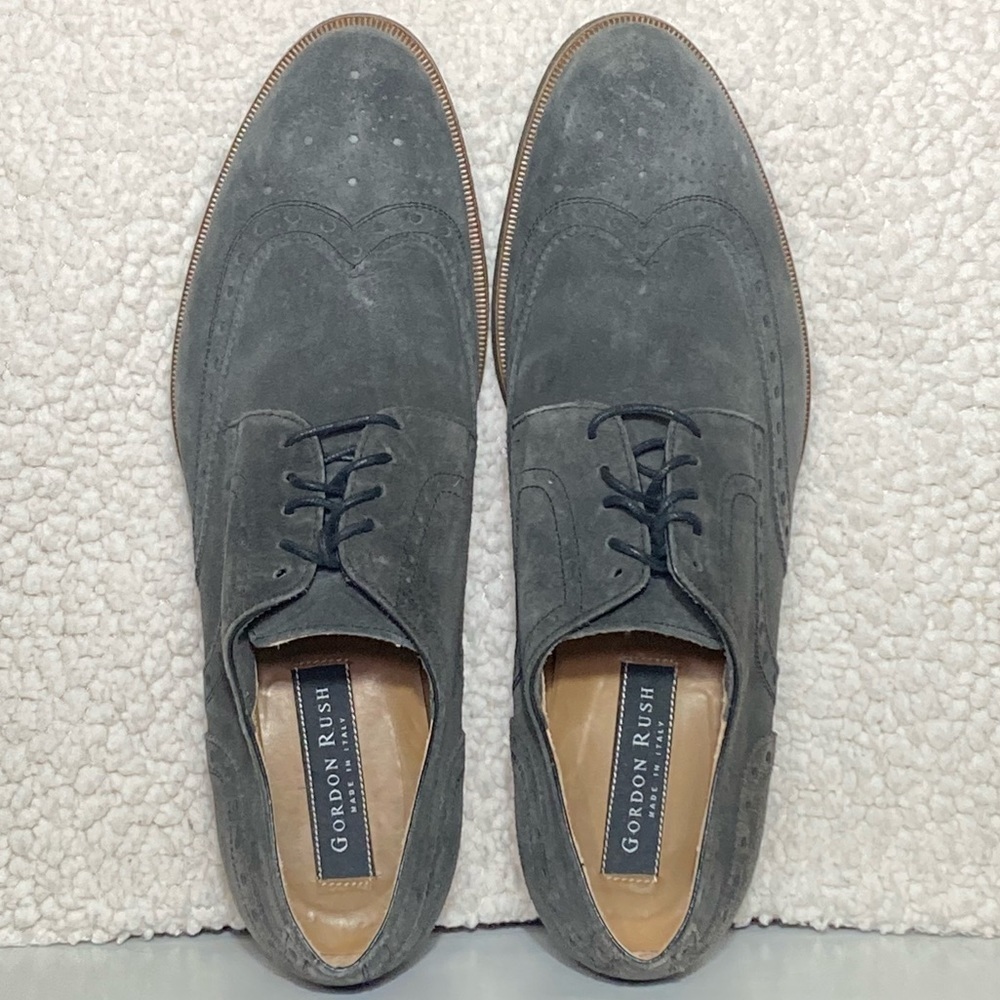 Gordon Rush Men's Grey Concord Leather Lace Up Wingtip Classic Dress Shoes SZ 12 - Picture 5 of 11